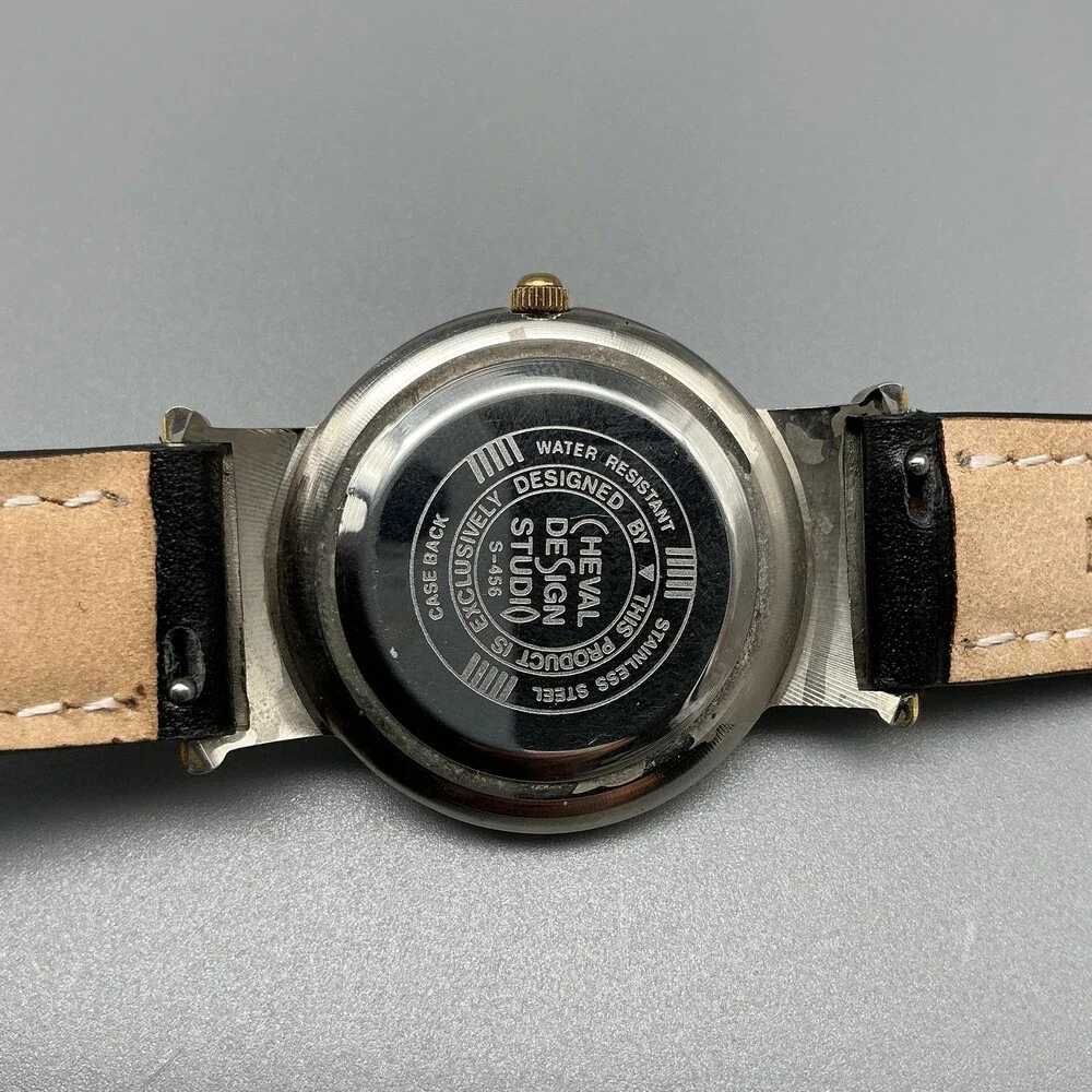Cheval Design Studio Womens Watch 31mm Two Tone Black Leather New Battery